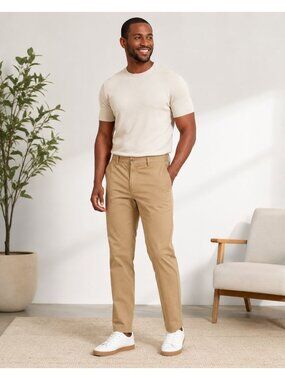 Alpine Men's Trouser Raw Linen Warpstreme Tan Stretch Pants 40x30
